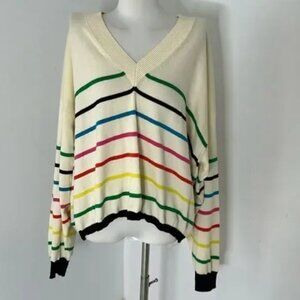 (NUDE) Anthropologie Slouchy Rainbow Striped Sweater